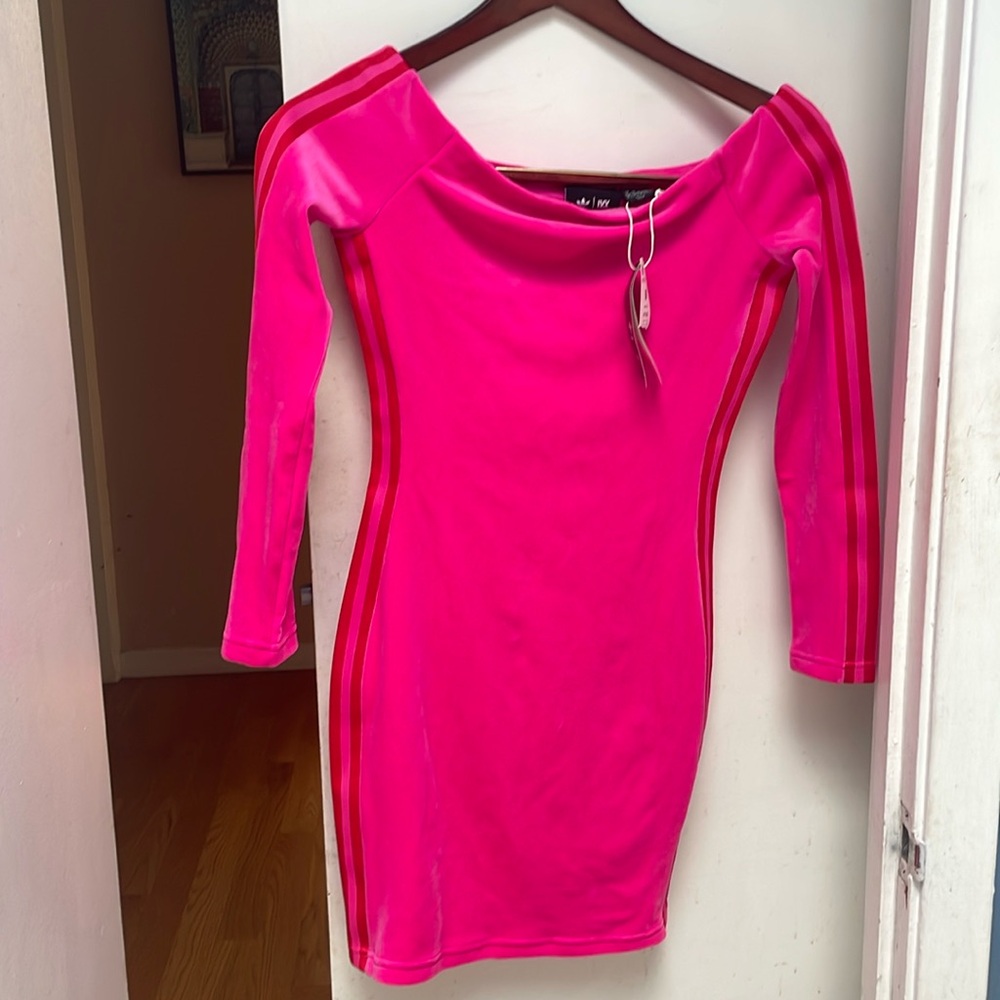 Adidas ivy park velour dress NWT shock pink size Medium